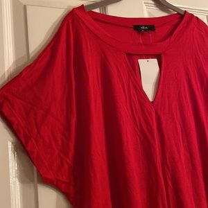 ellos rayon Red V-Neck Cut-Out plus size Tee. Large or 18/20 in their sizing.